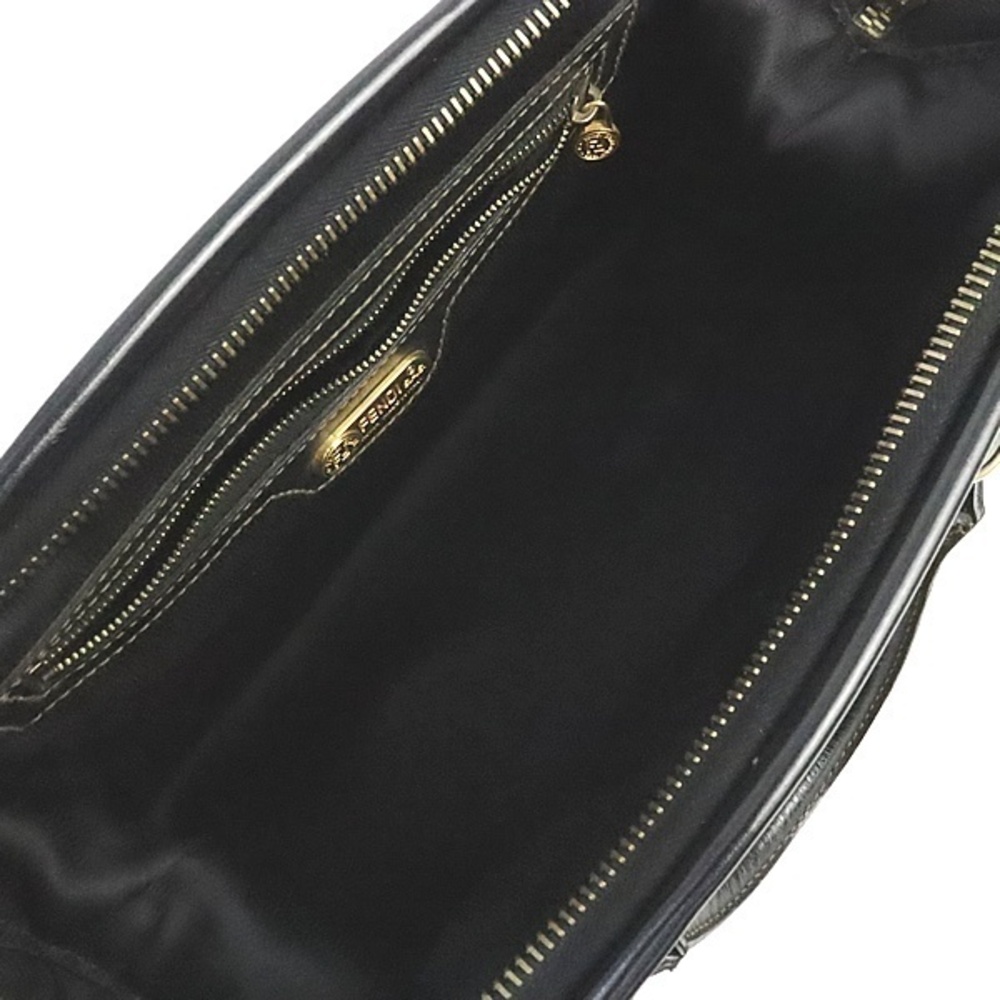 Fendi Pequin Boston Bag Leather Black - Picture 7 of 9